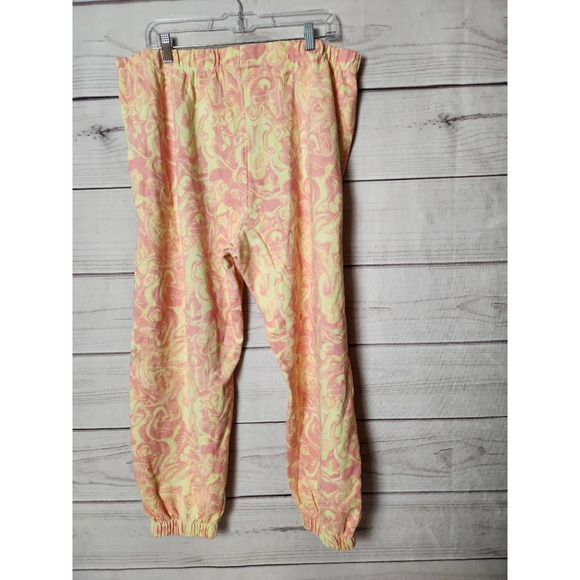 BP Womens Jogger Pants Yellow Pink High Rise Elastic Waist Running Plus 1X - Picture 2 of 7